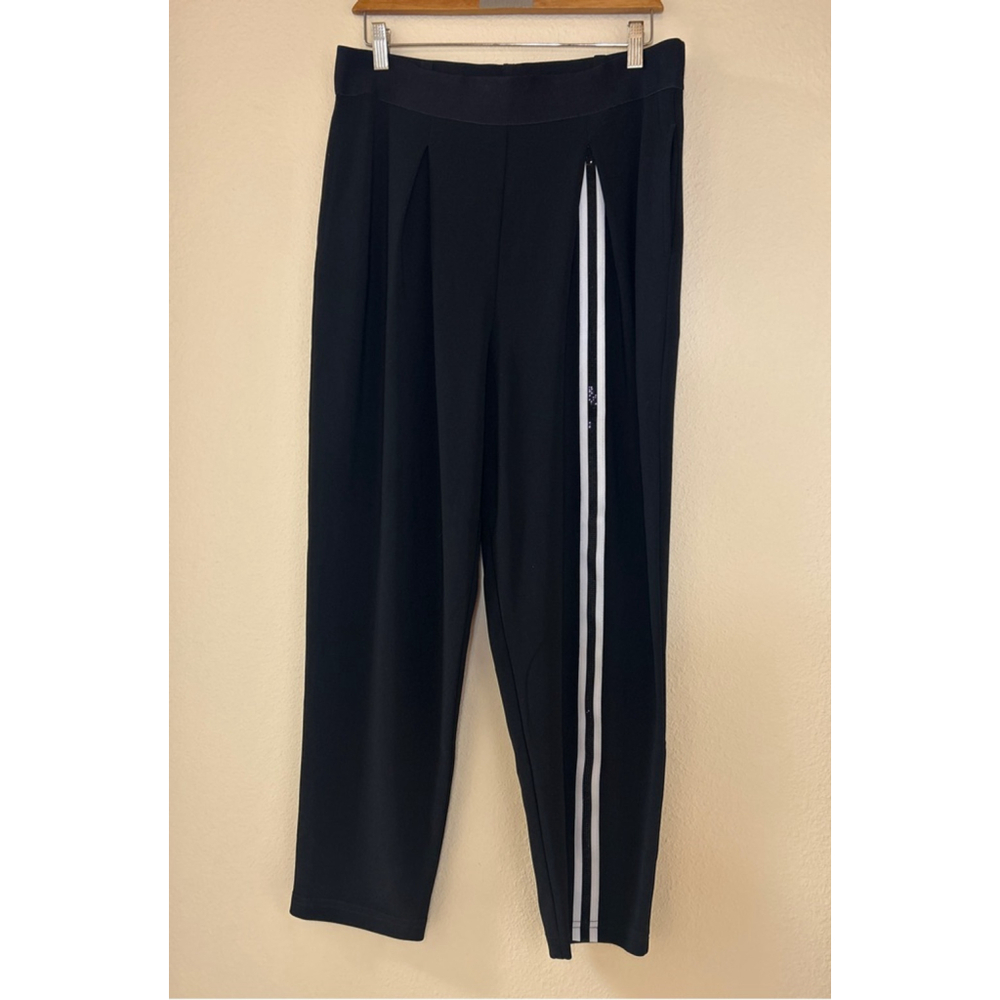 Joseph Ribkoff Women's Size 12 Black Embellished Leg Elastic Waist Career Pant